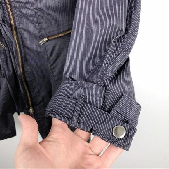 Lauren Vidal Purple Asymmetrical Striped Full Zip Lagenlook Minimalist Jacket M - Picture 8 of 16